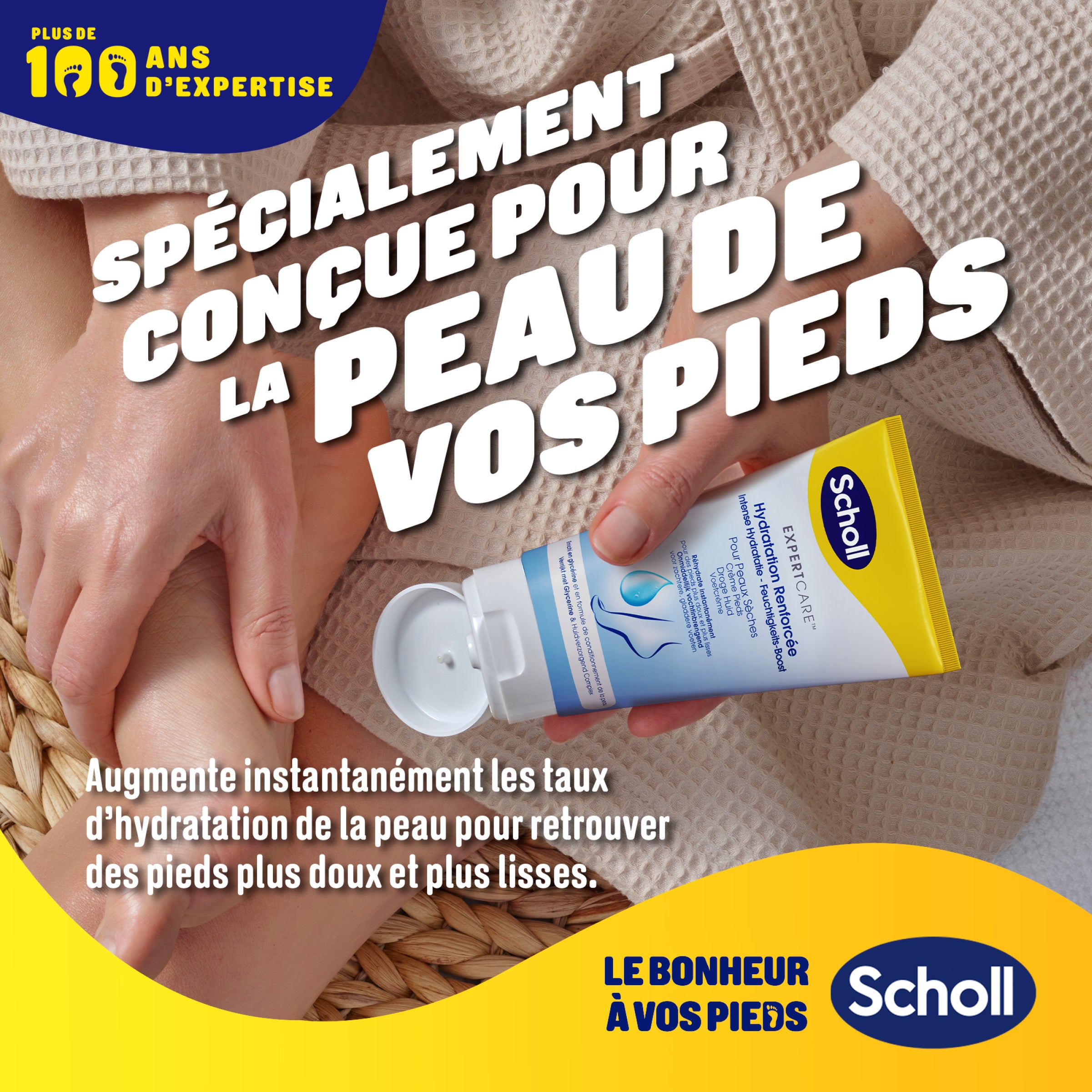 Scholl Crème Pieds Hydratation Renforcée pour peaux sèches, 150ml
