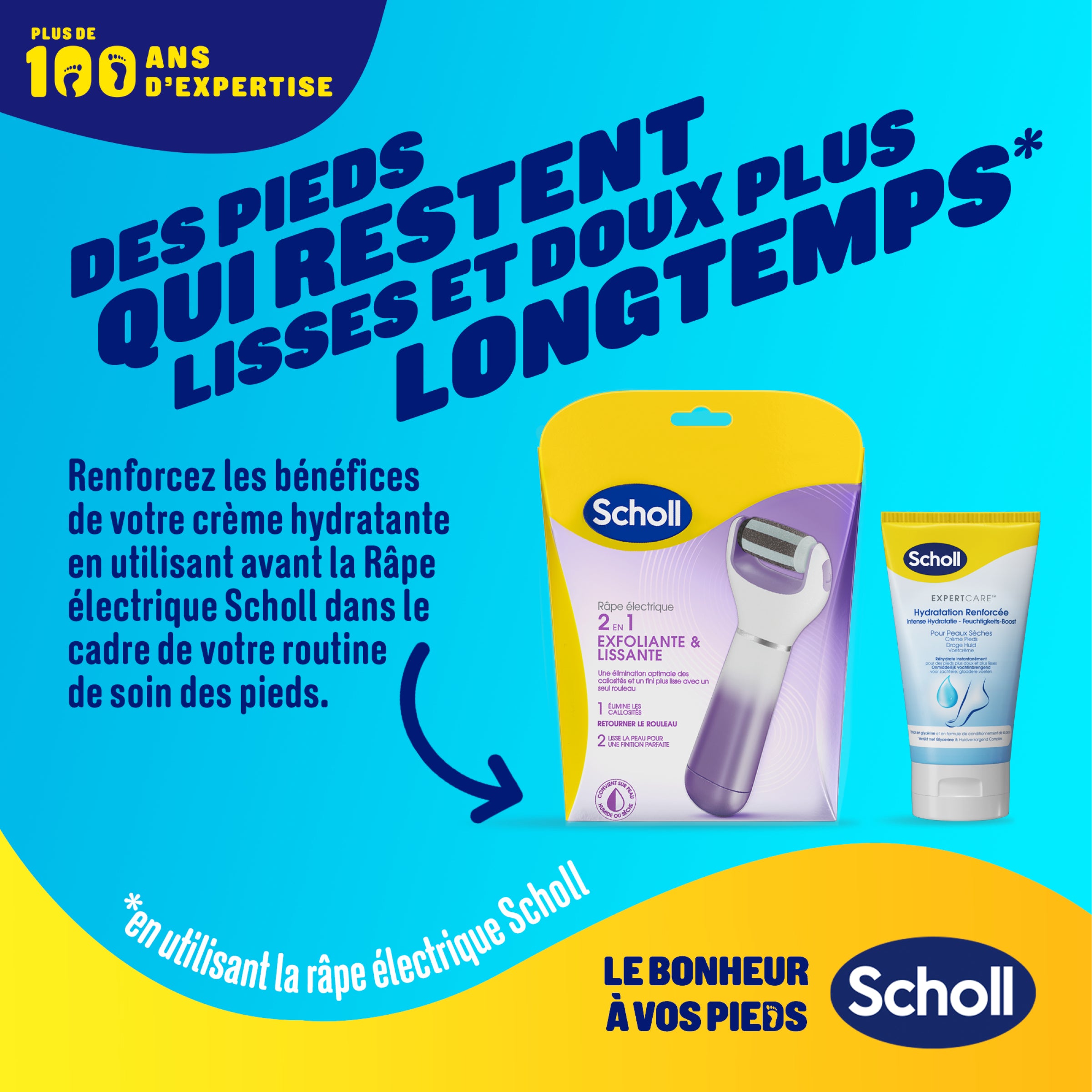 Scholl Crème Pieds Hydratation Renforcée pour peaux sèches, 150ml