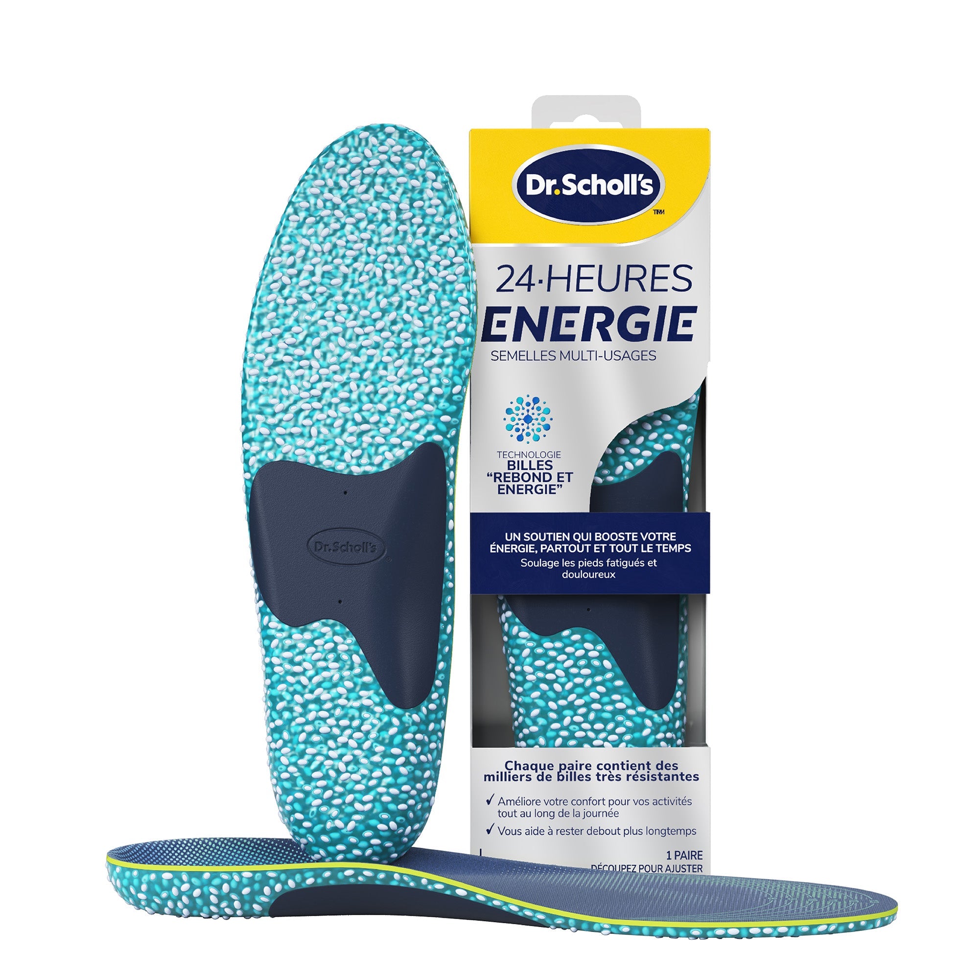 Dr. Scholl's Semelles multi-usages 24-Heures Énergie pour tout type de chaussures, Taille Large 40 à 47.5