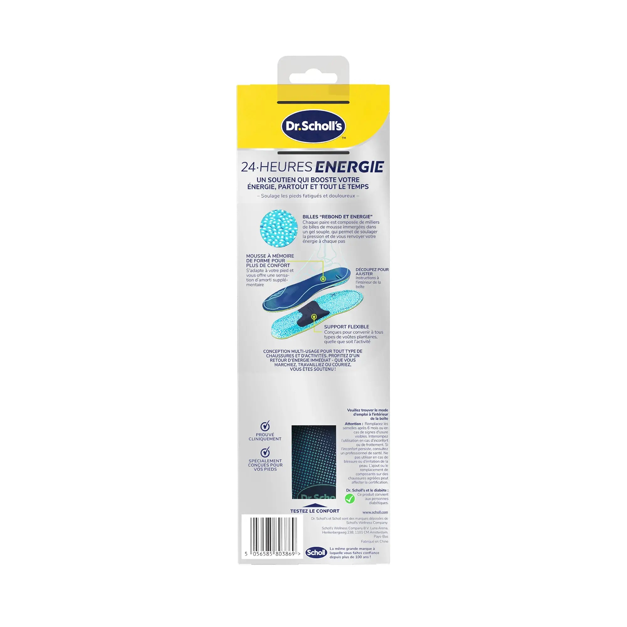 Dr. Scholl's Semelles multi-usages 24-Heures Énergie pour tout type de chaussures, Taille Large 40 à 47.5