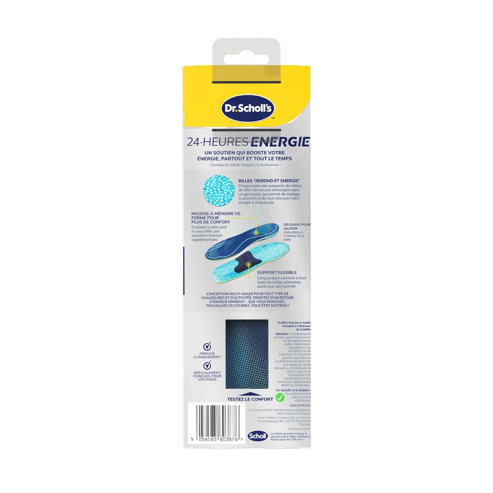 Dr. Scholl's Semelles multi-usages 24-Heures Énergie pour tout type de chaussures, Taille Small 35 à 40