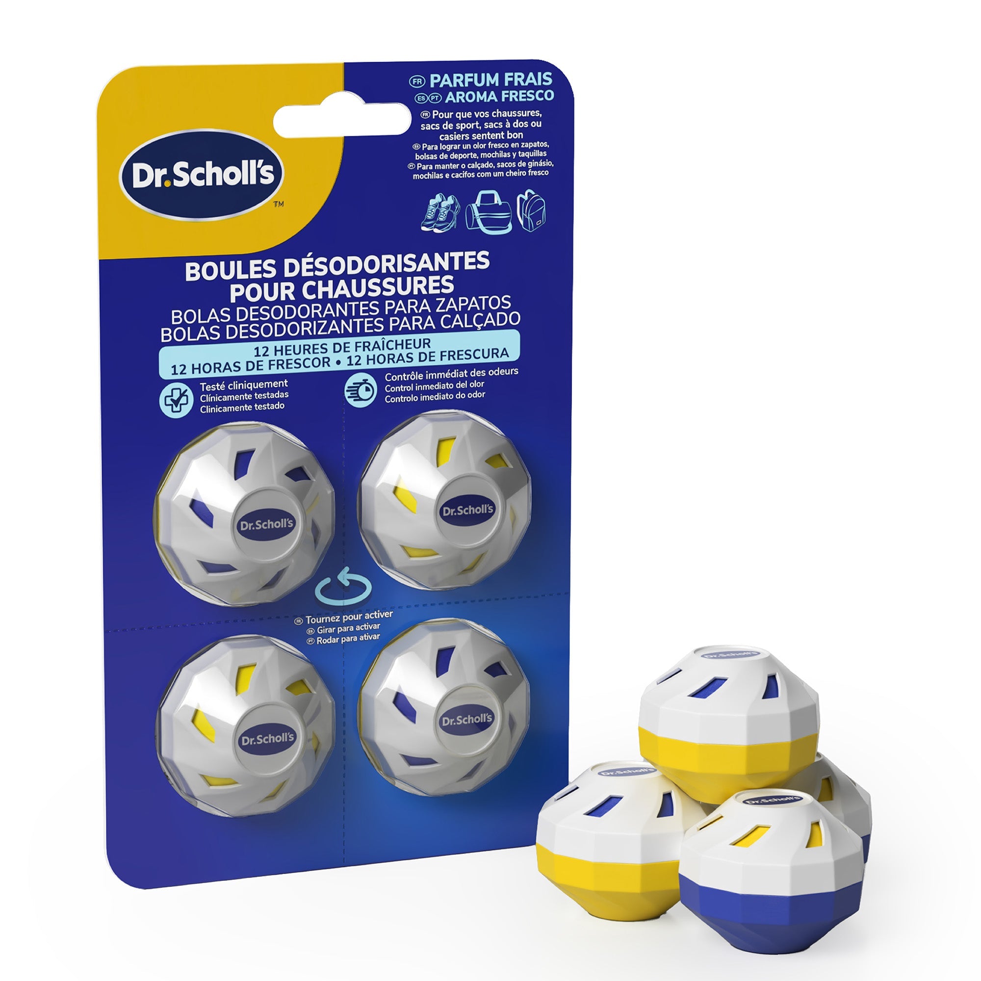 Dr Scholl's Boules désodorisantes pour chaussures, sacs et casiers de sport