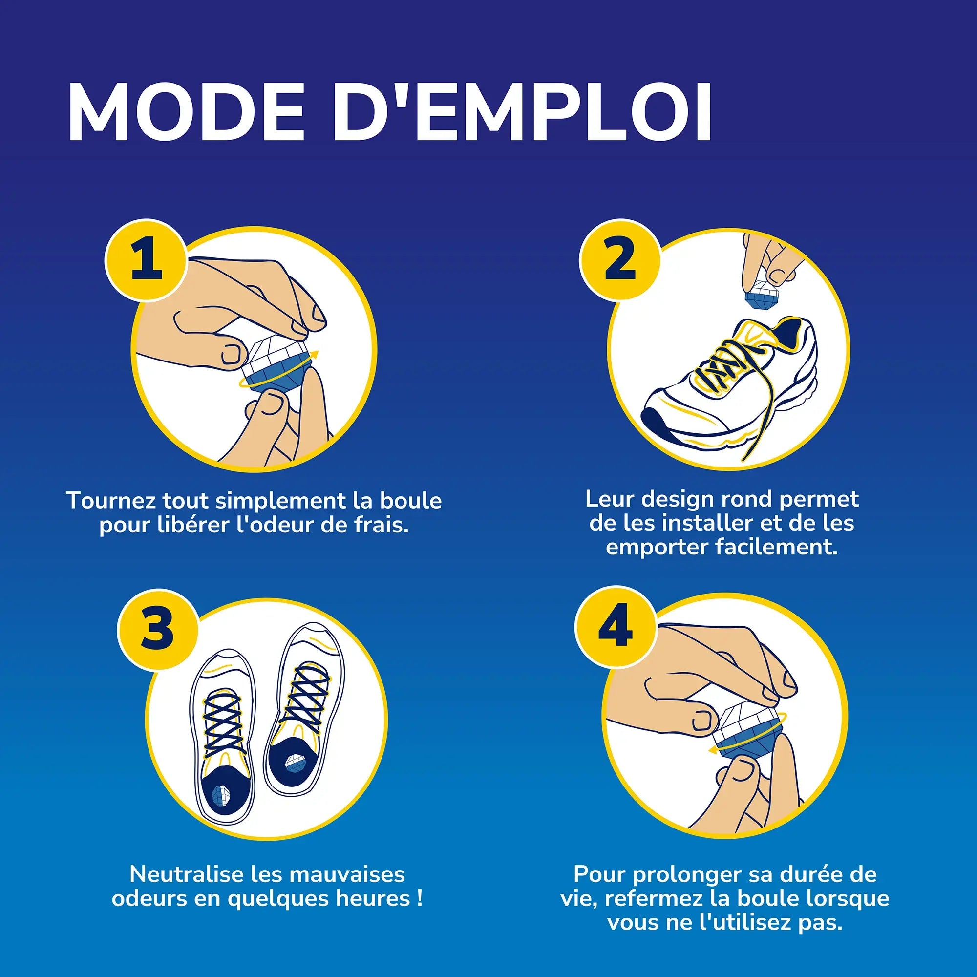 Dr Scholl's Boules désodorisantes pour chaussures, sacs et casiers de sport