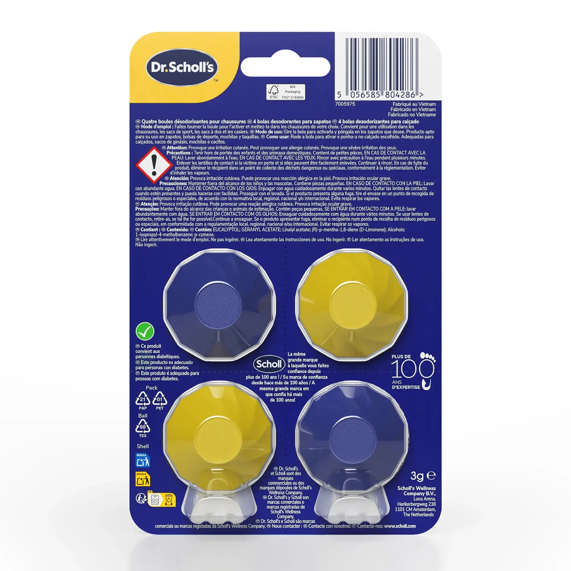 Dr Scholl's Boules désodorisantes pour chaussures, sacs et casiers de sport