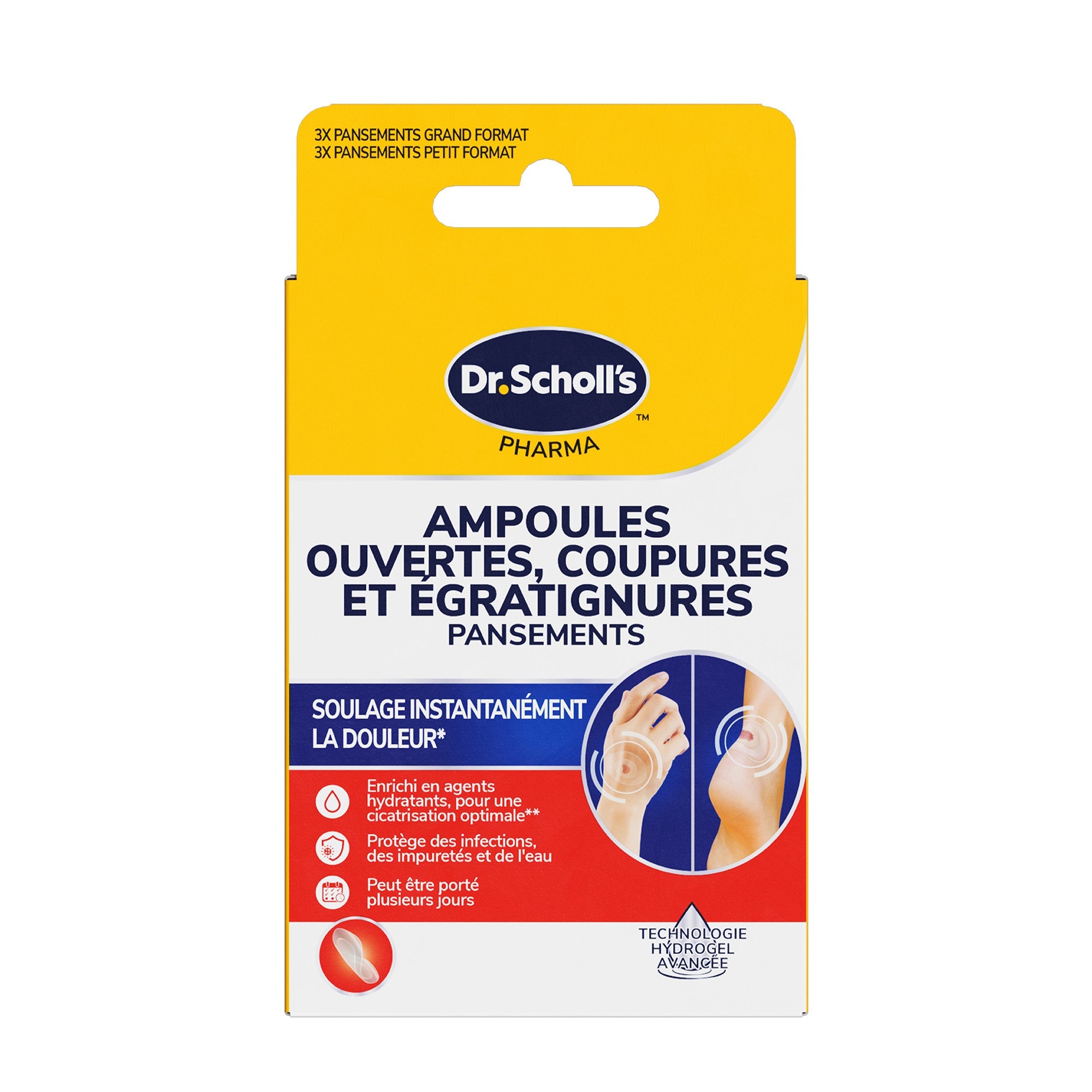 Dr. Scholl's Pansements Ampoules Ouvertes, coupures et égratignures, Technologie Hydrogel avancée