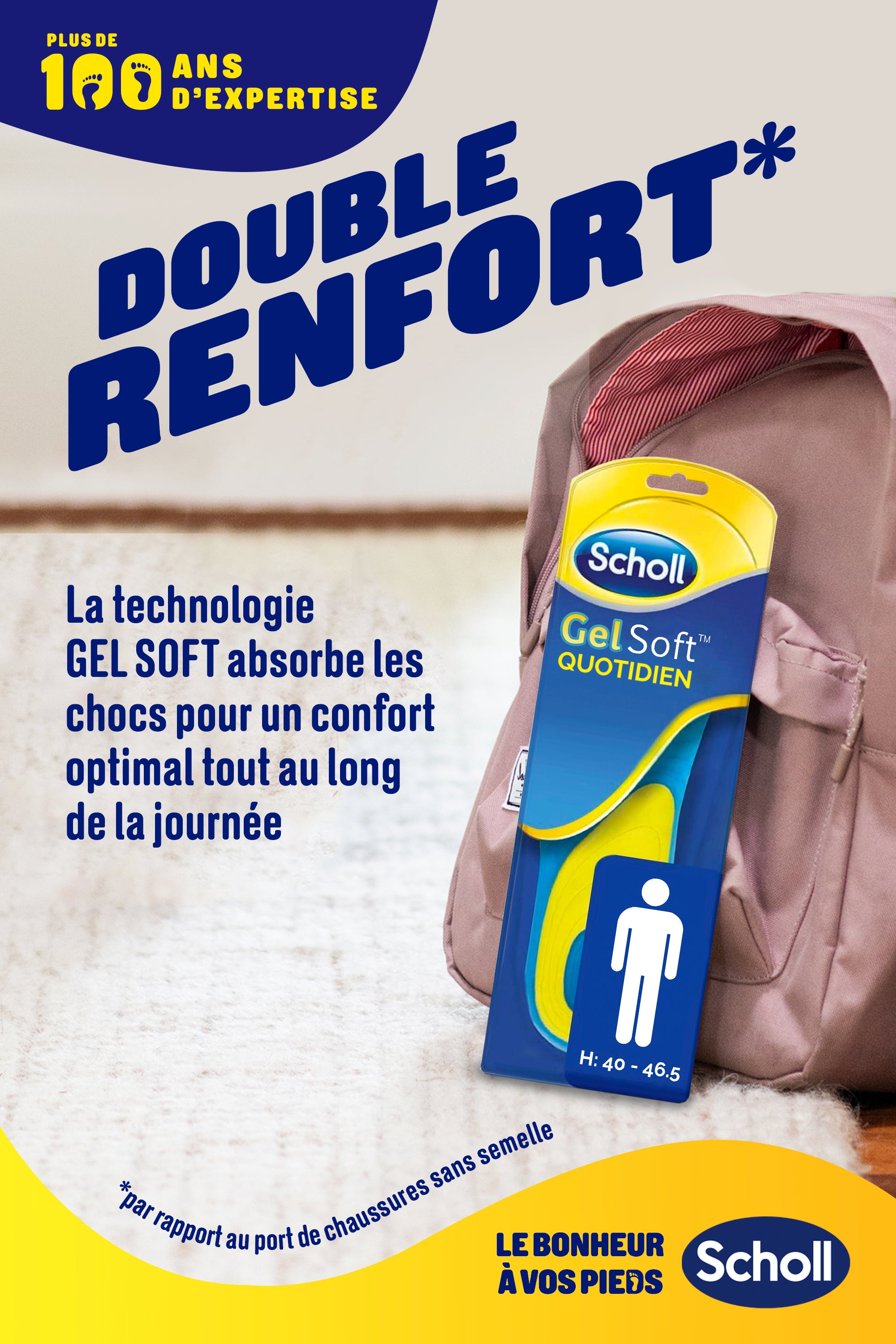 Semelles Scholl GelSoft Quotidien Homme - Pointure 40-46.5