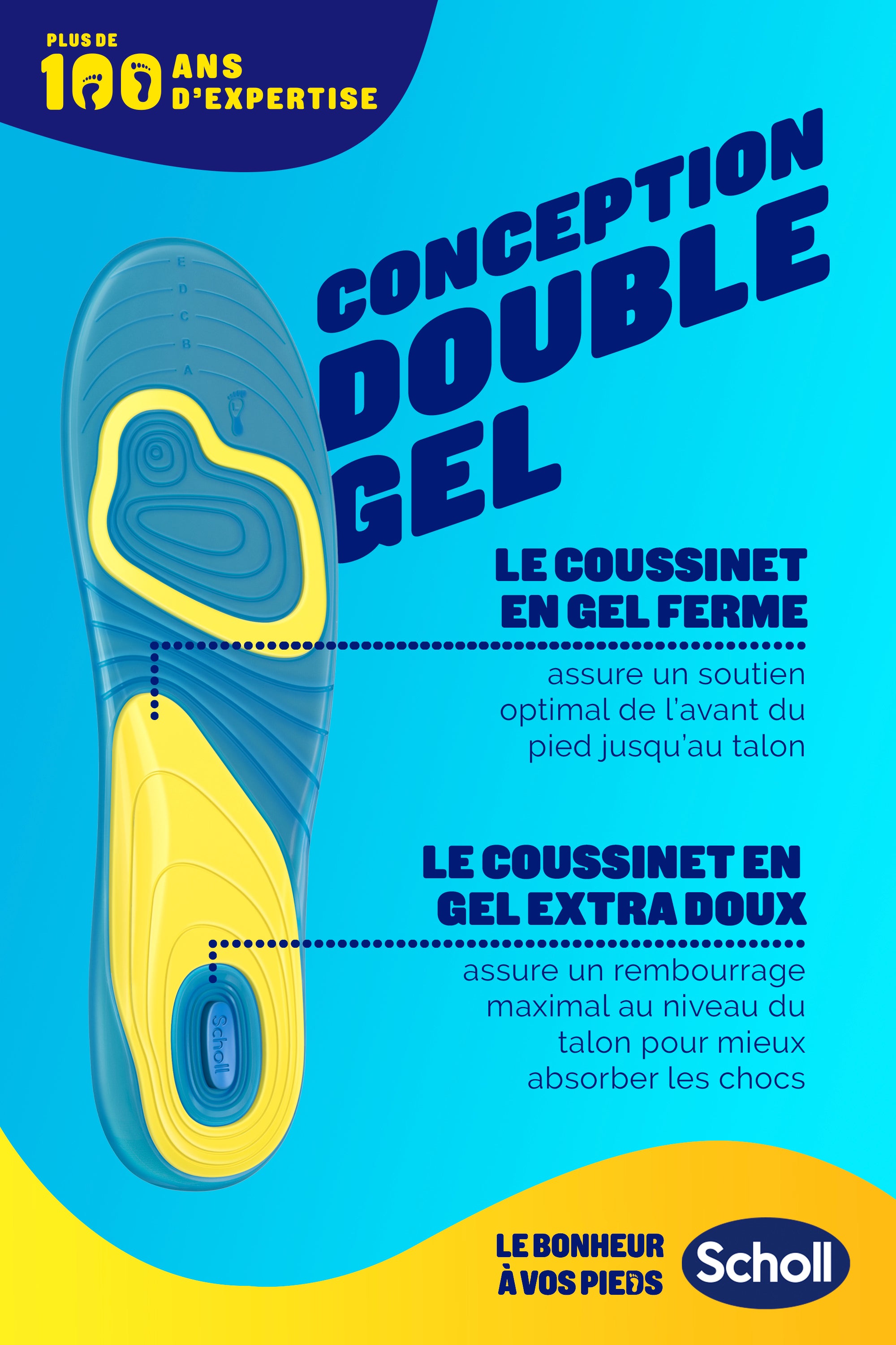 Semelles Scholl GelSoft Quotidien Homme - Pointure 40-46.5