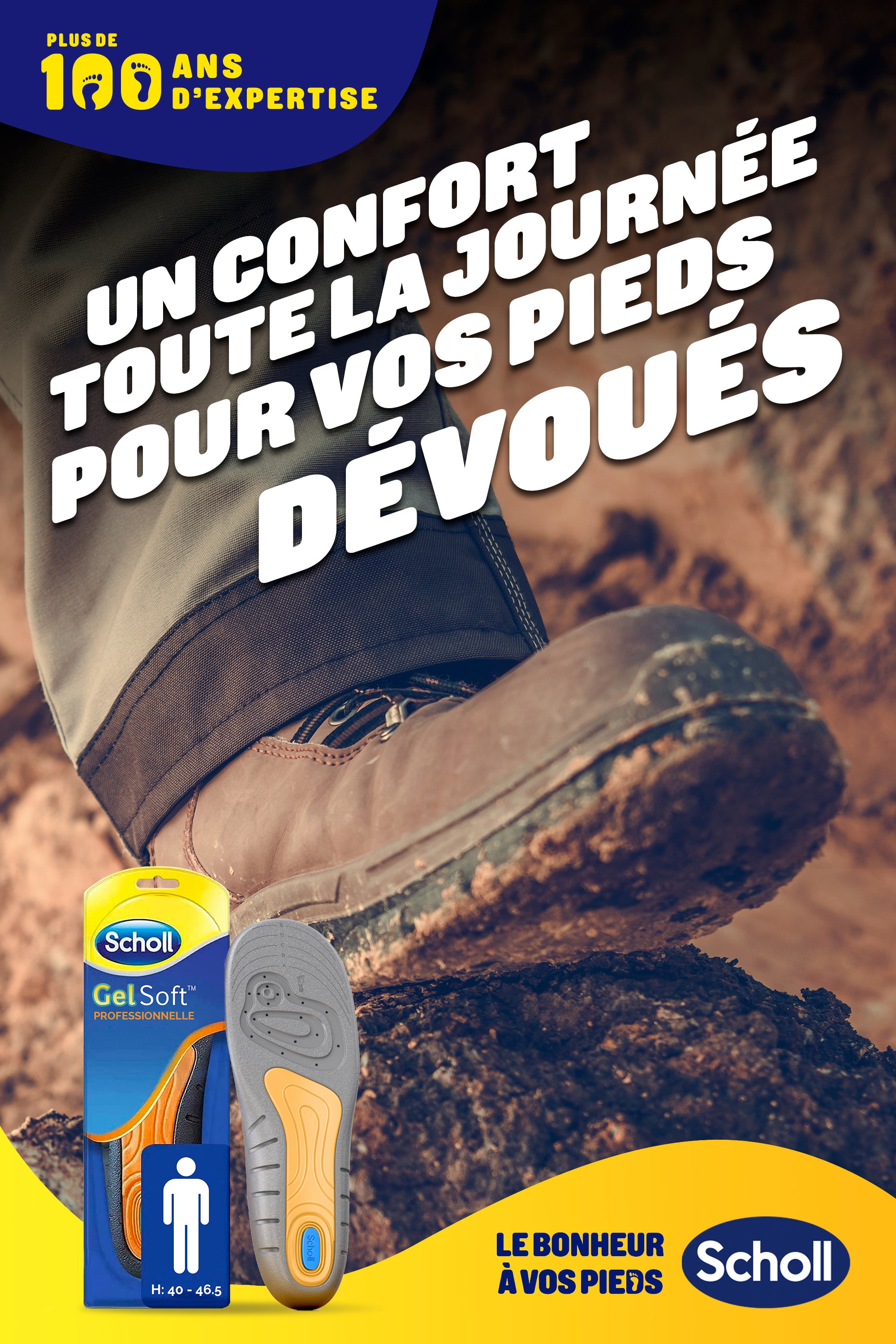 Semelles Scholl GelSoft Professionnelles Hommes - Pointure 40-46.5