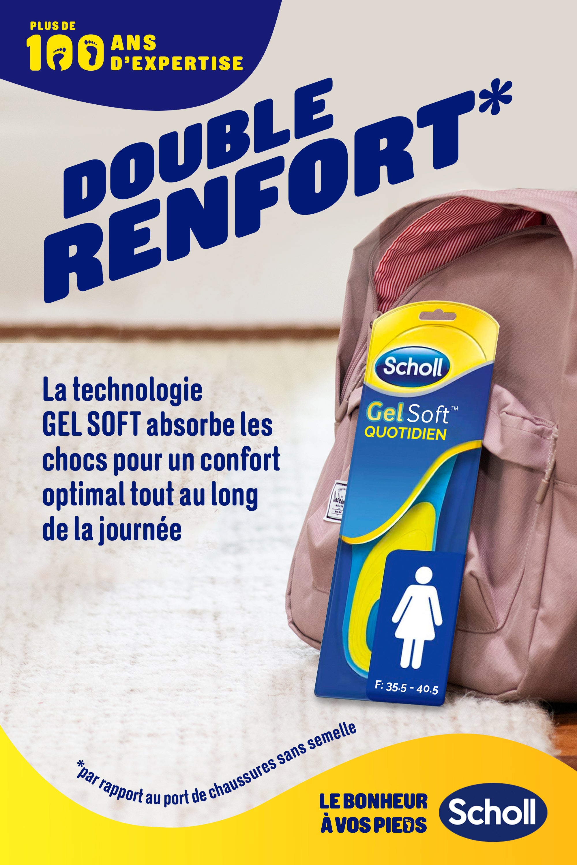 Semelles Scholl GelSoft Quotidien Femme - Pointure 35.5-40.5