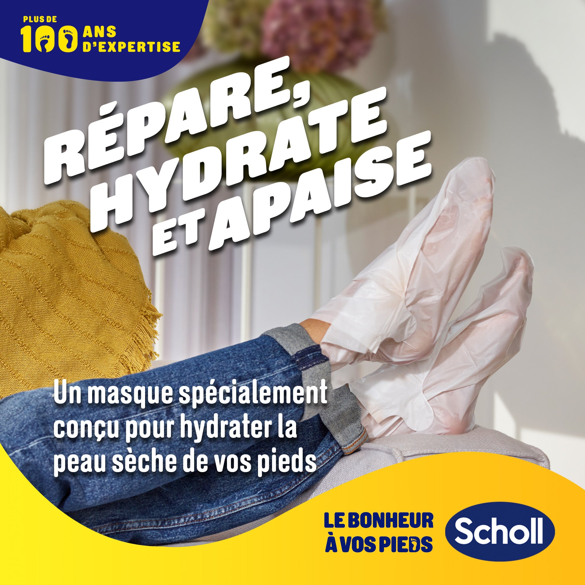 Lot de 3 Masques Pieds Secs - Soin des Pieds Très Hydratant - Huile de Noix de Coco