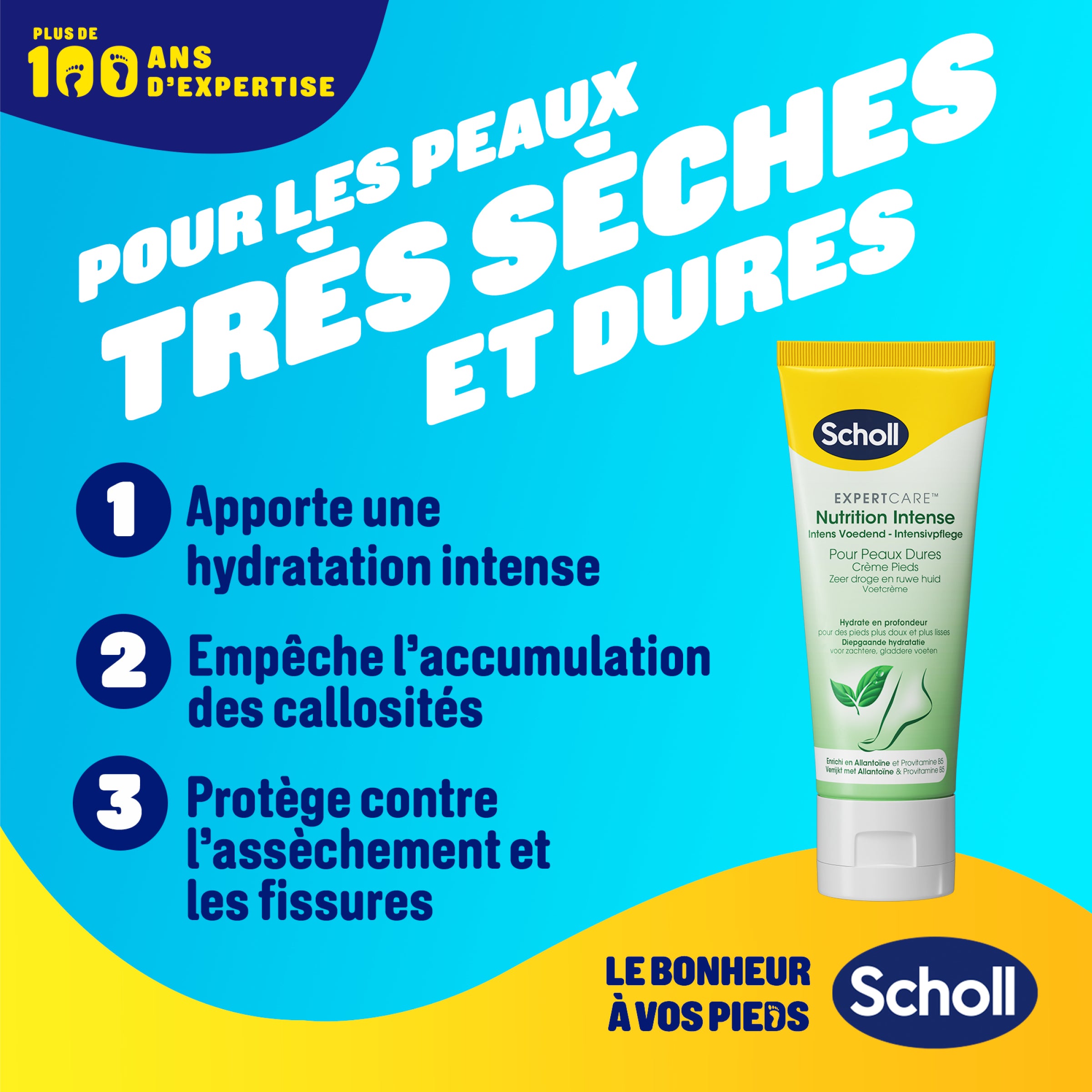 Scholl Crème Pieds Nutrition intense pour peaux dures, 75ml