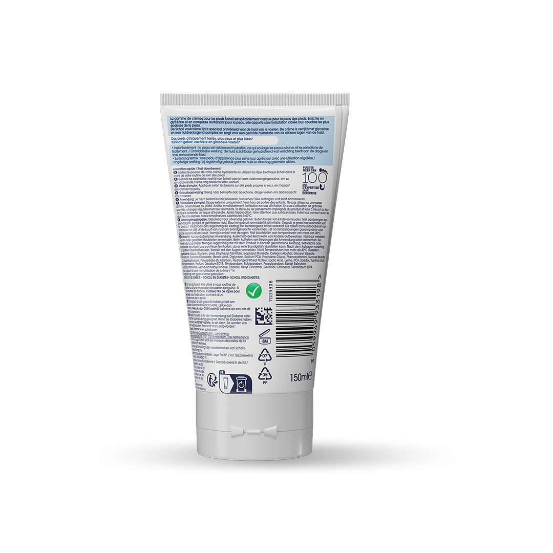 Scholl Crème Pieds Hydratation Renforcée pour peaux sèches, 150ml