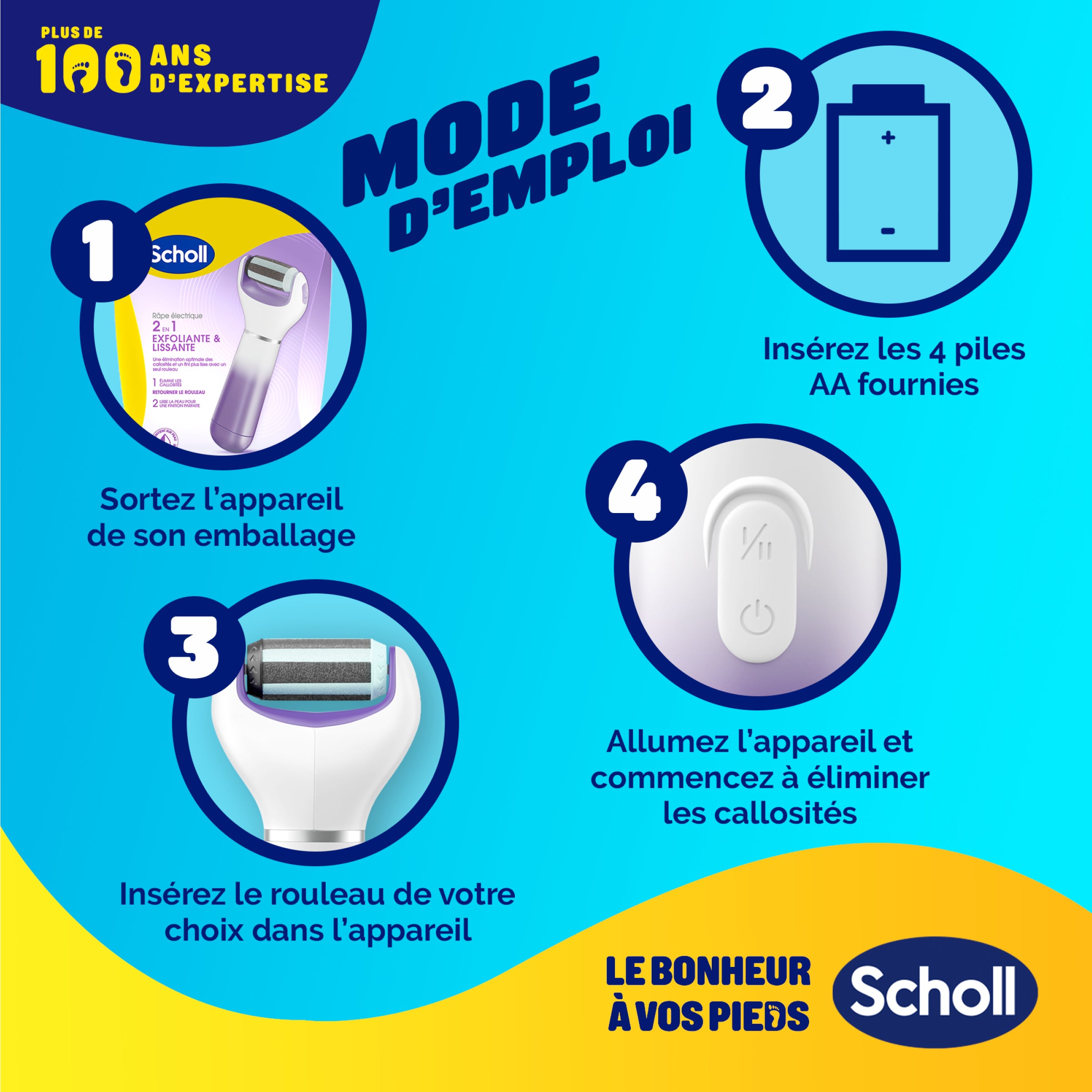 Râpe Électrique Pieds Scholl 2 en 1 Exfoliante & Lissante